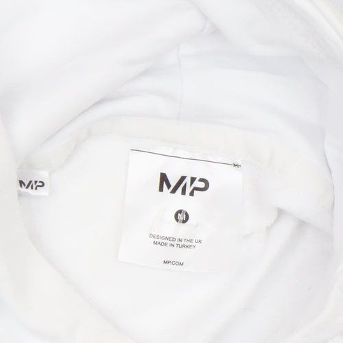 MP Women White Hoodie Medium 100% Cotton Pullover Hooded Sweatshirt