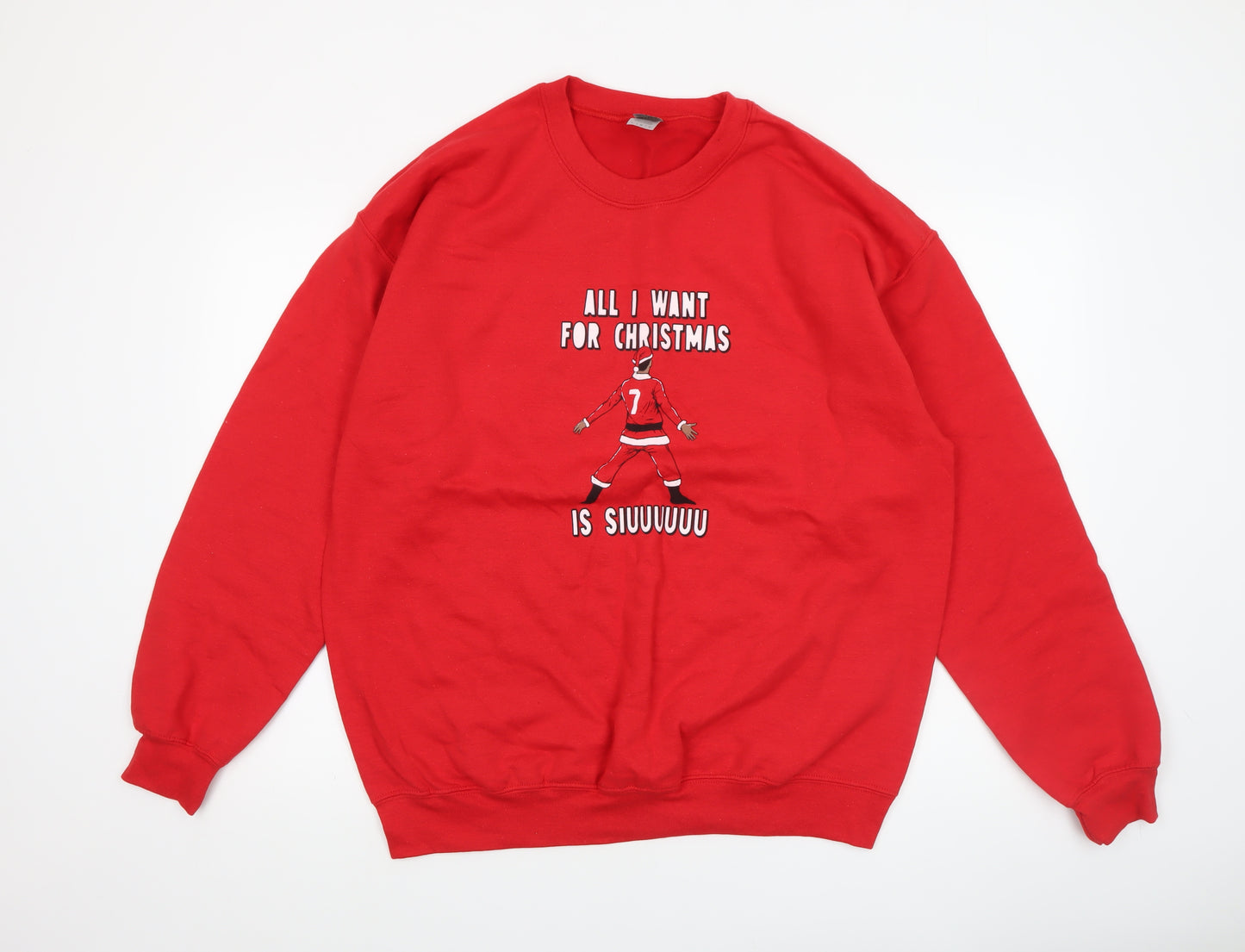 Gildan Men's Red Christmas Graphic Pullover Sweatshirt Size L