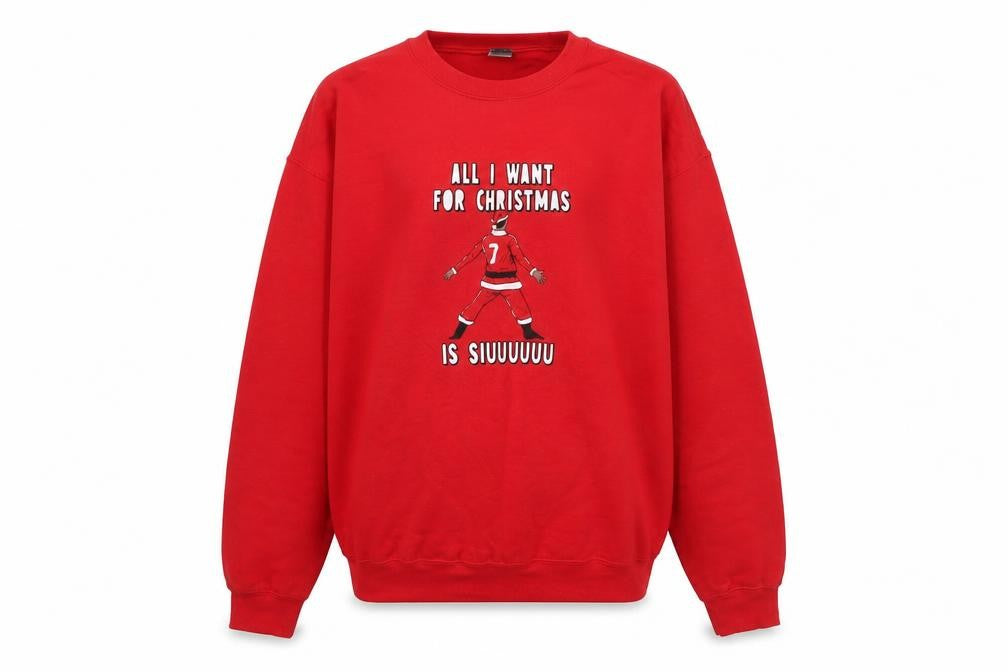 Front view of Gildan Men's Red Christmas Graphic Pullover Sweatshirt, size L