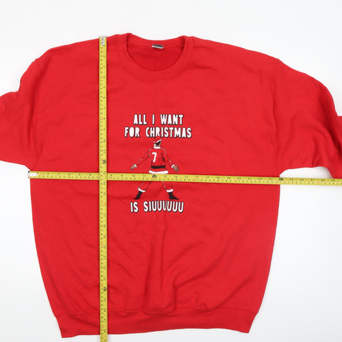 Gildan Men's Red Christmas Graphic Pullover Sweatshirt Size L