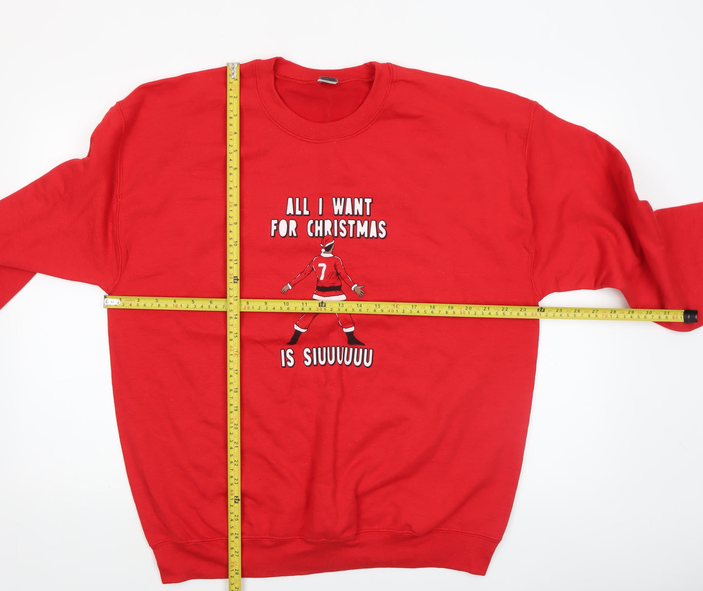 Gildan Men's Red Christmas Graphic Pullover Sweatshirt Size L