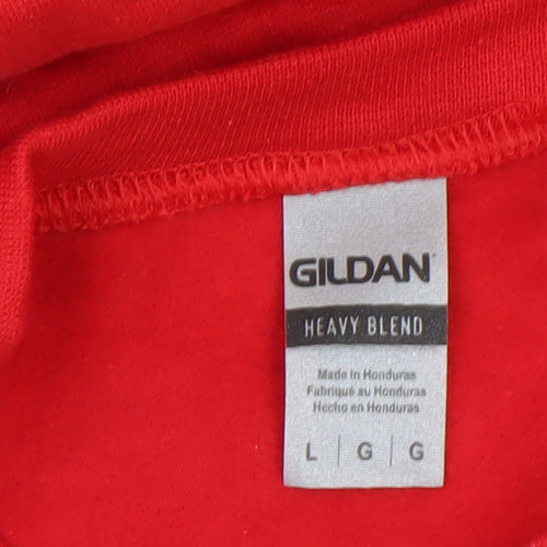 Gildan Men's Red Christmas Graphic Pullover Sweatshirt Size L