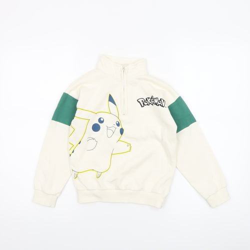 Pokémon Boys Beige Pikachu 1/4 Zip Fleece Sweatshirt 6-7 Years