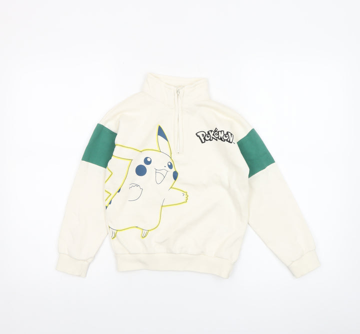 Pokémon Boys Beige Pikachu 1/4 Zip Fleece Sweatshirt 6-7 Years