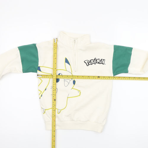 Pokémon Boys Beige Pikachu 1/4 Zip Fleece Sweatshirt 6-7 Years