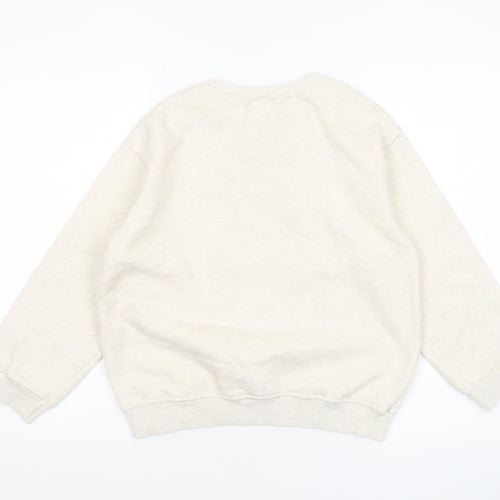 Zara Girls Beige Bonjour Paris Embroidered Pullover Sweatshirt Size 10 Years