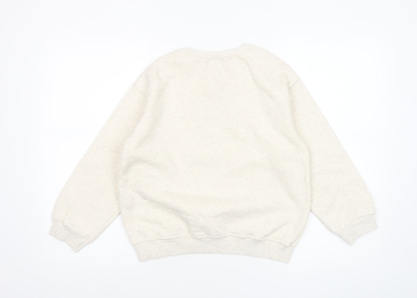 Zara Girls Beige Bonjour Paris Embroidered Pullover Sweatshirt Size 10 Years