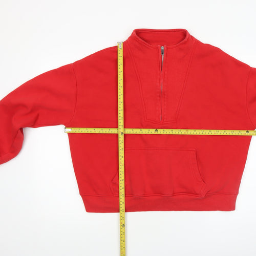 Next Women Red 1/4 Zip Pullover Sweatshirt M Fleece Lined Casual