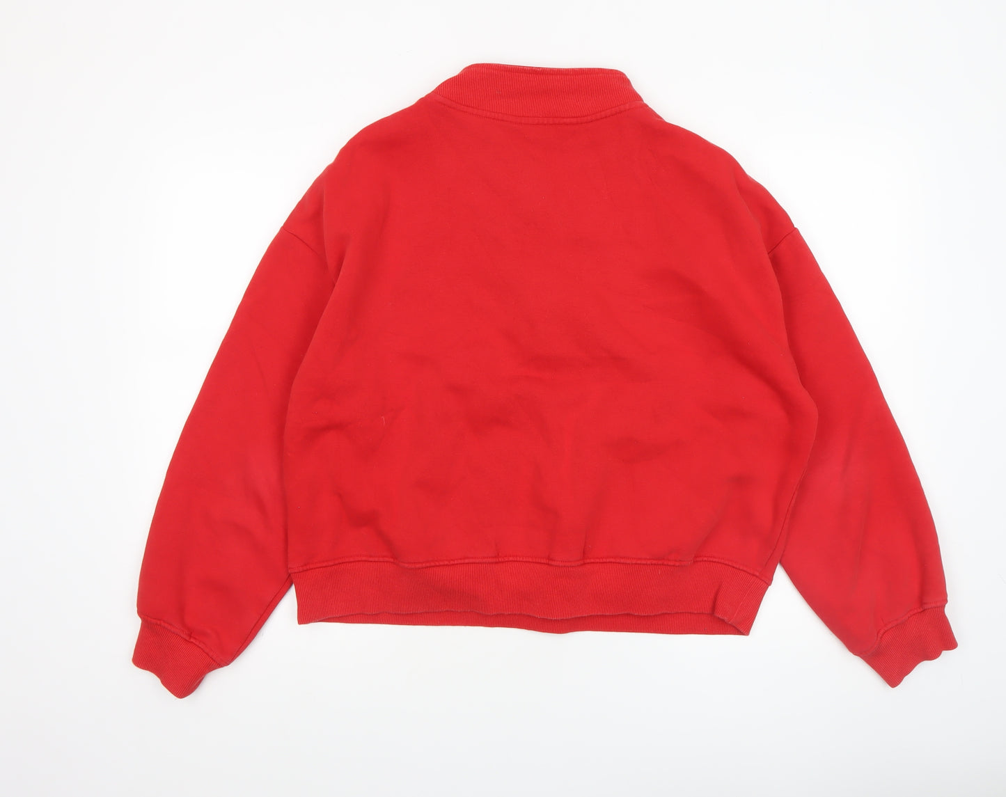 Next Women Red 1/4 Zip Pullover Sweatshirt M Fleece Lined Casual