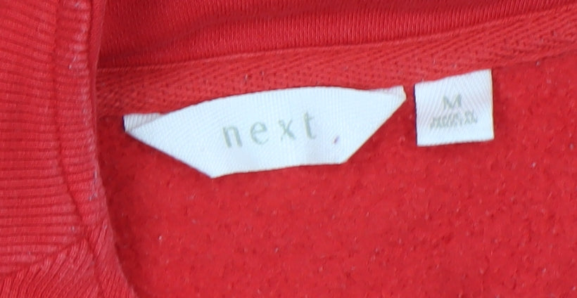Next Women Red 1/4 Zip Pullover Sweatshirt M Fleece Lined Casual