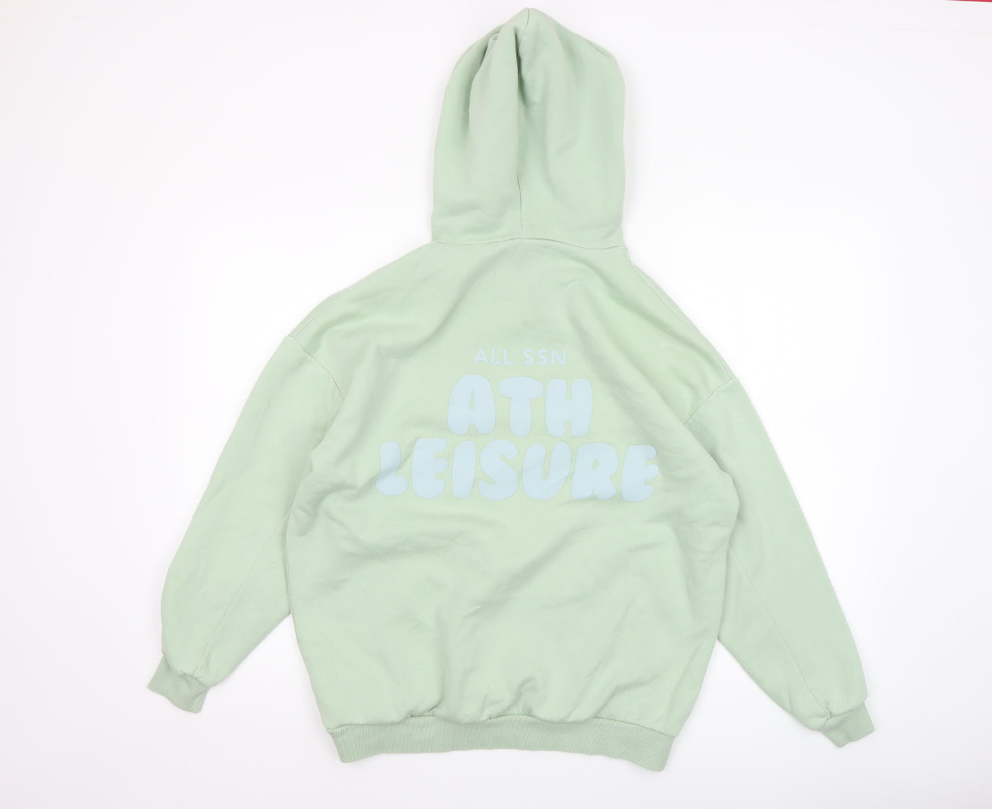 Boohoo Womens Mint Green XS Pullover Hoodie - Graphic Print Athleisure