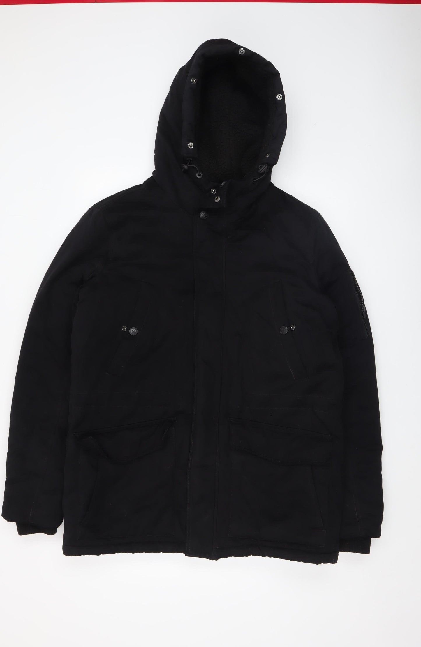 2nd Chapter Men's Black M Hooded Parka Jacket Lined Winter Coat