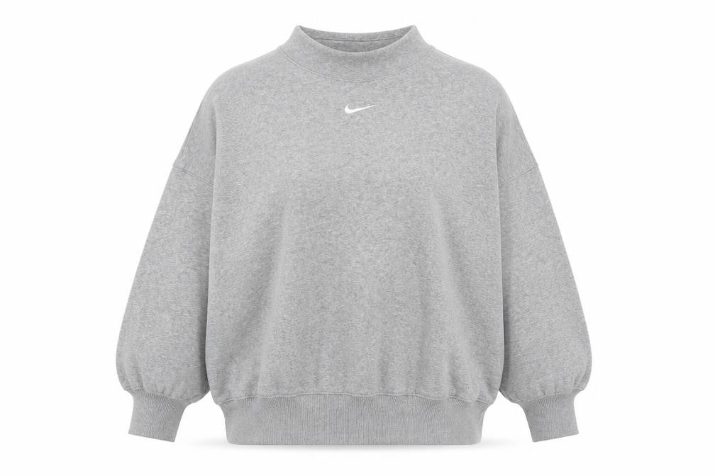 Front view of Nike Women's Grey Small Fleece Pullover Sweatshirt