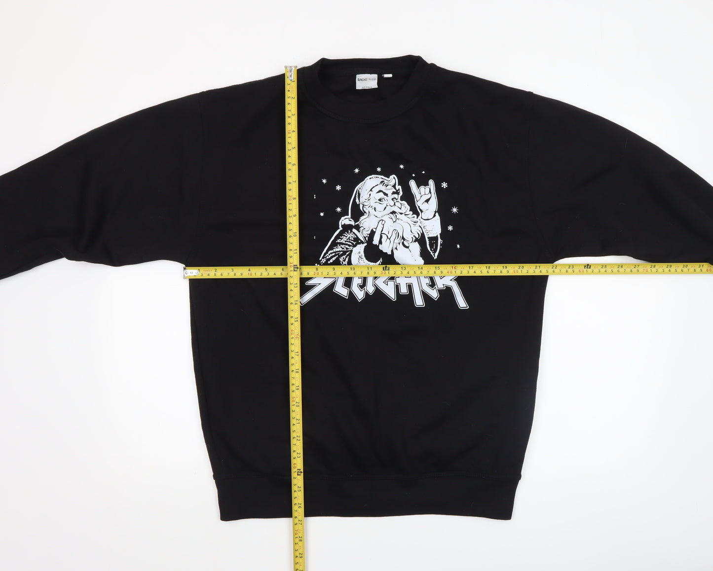UCC Men's Black Christmas Rock Graphic Sweatshirt Size M