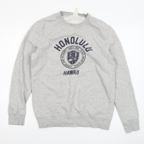 H&M Mens Grey Graphic Honolulu Hawaii Sweatshirt Size S Pullover