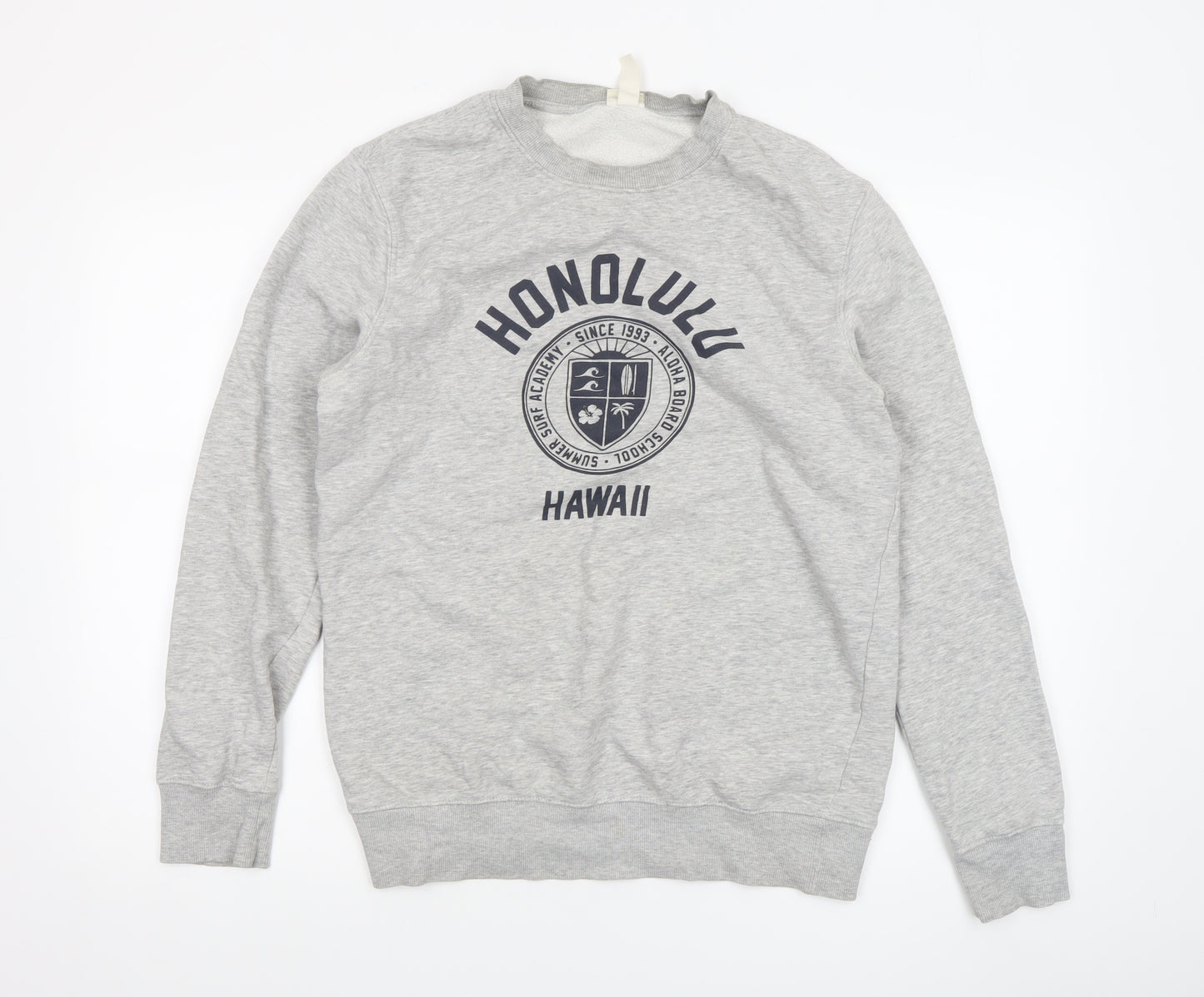H&M Mens Grey Graphic Honolulu Hawaii Sweatshirt Size S Pullover