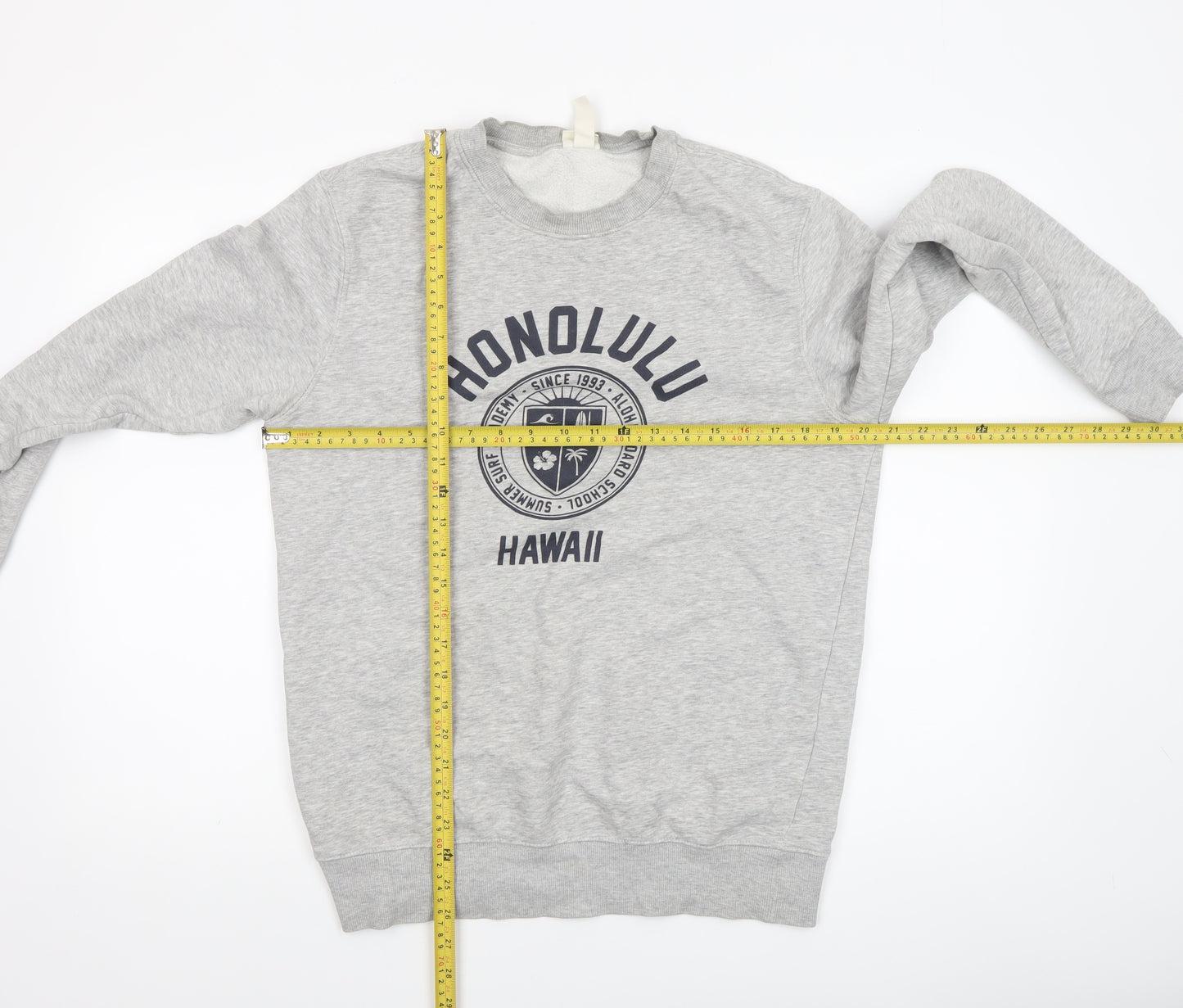 H&M Mens Grey Graphic Honolulu Hawaii Sweatshirt Size S Pullover