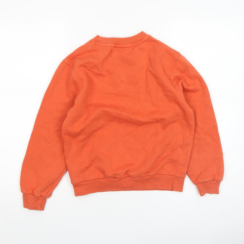 Nike Boys Orange Medium Pullover Fleece Sweatshirt Logo Crew Neck