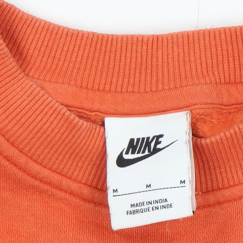 Nike Boys Orange Medium Pullover Fleece Sweatshirt Logo Crew Neck