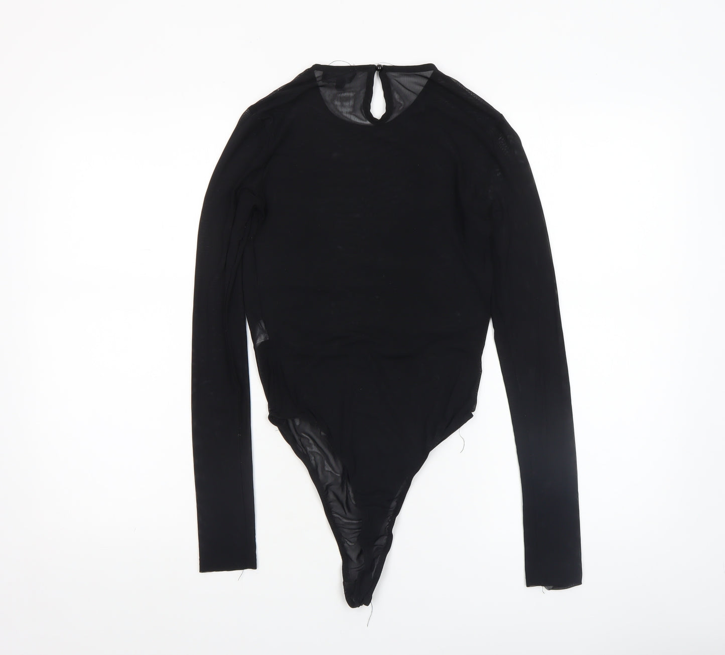 PrettyLittleThing Womens Black Size 8 Embroidered Long Sleeve Bodysuit