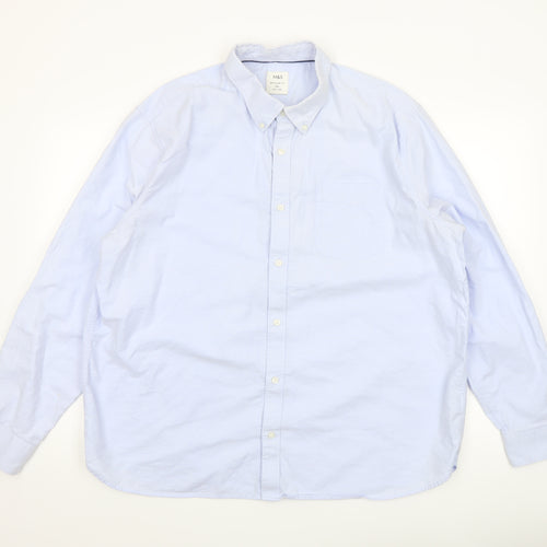 Marks and Spencer Men's Blue Regular Fit 2XL Long Sleeve Cotton Dress Shirt
