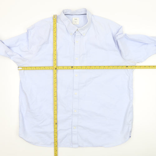 Marks and Spencer Men's Blue Regular Fit 2XL Long Sleeve Cotton Dress Shirt