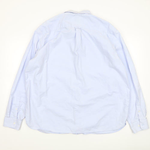 Marks and Spencer Men's Blue Regular Fit 2XL Long Sleeve Cotton Dress Shirt