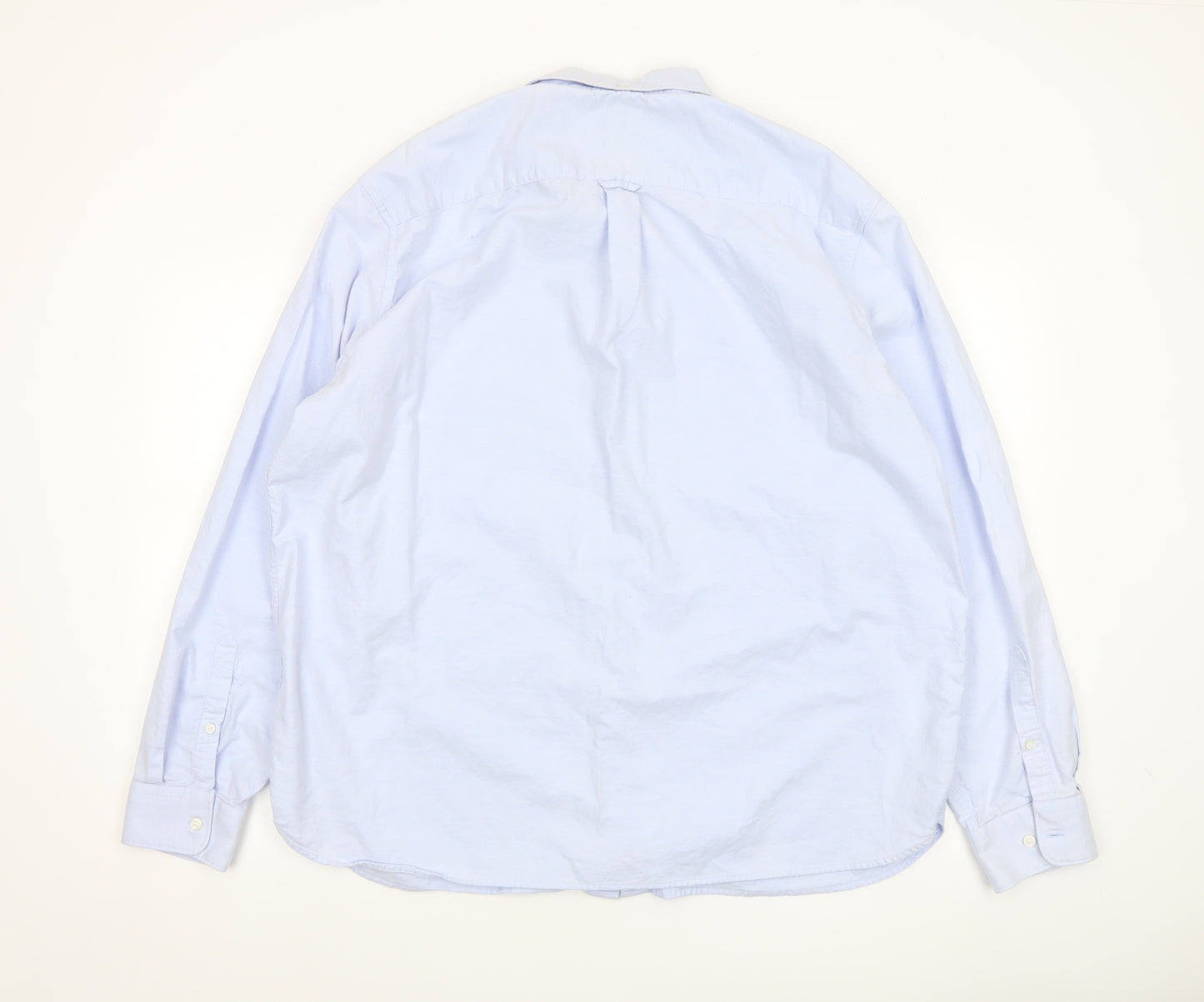 Marks and Spencer Men's Blue Regular Fit 2XL Long Sleeve Cotton Dress Shirt