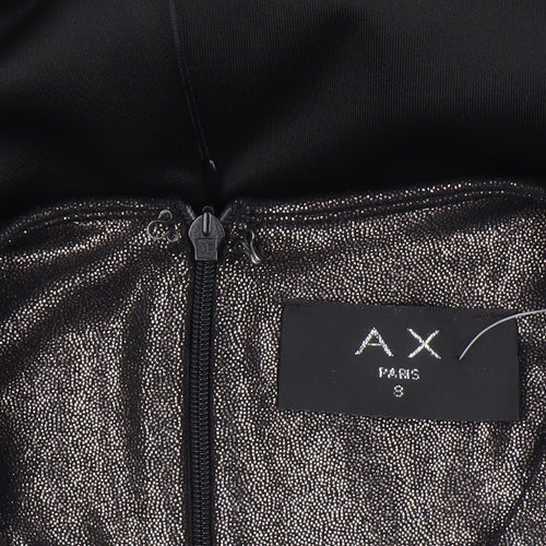 AX Paris Women’s Black Metallic Bodycon Dress Size 8 Sleeveless Knee Length