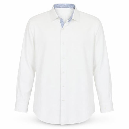 White Label Men's White Slim Fit Long Sleeve Button-Up Shirt 17in 43cm