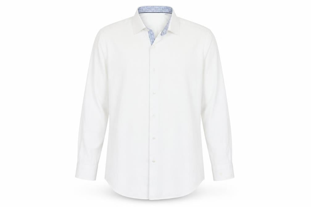 White Label Men's White Slim Fit Long Sleeve Button-Up Shirt 17in 43cm