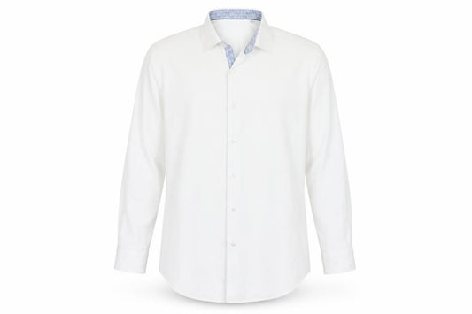 Front view of The White Company Men's White Slim Fit Long Sleeve Button-Up Shirt 17in 43cm