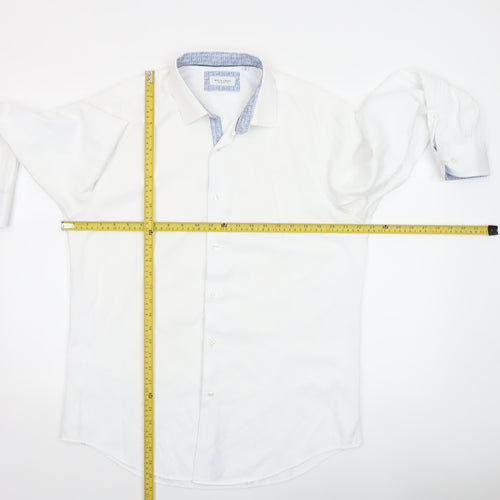 White Label Men's White Slim Fit Long Sleeve Button-Up Shirt 17in 43cm
