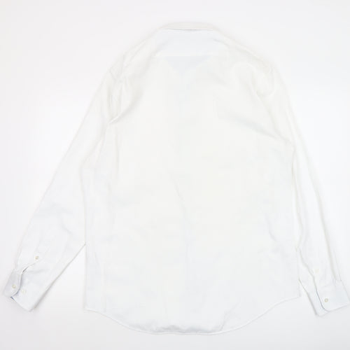 White Label Men's White Slim Fit Long Sleeve Button-Up Shirt 17in 43cm