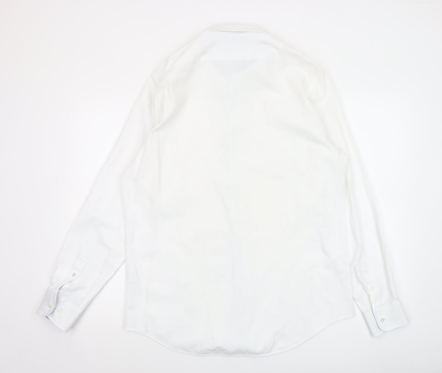 White Label Men's White Slim Fit Long Sleeve Button-Up Shirt 17in 43cm
