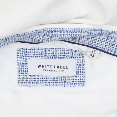 White Label Men's White Slim Fit Long Sleeve Button-Up Shirt 17in 43cm