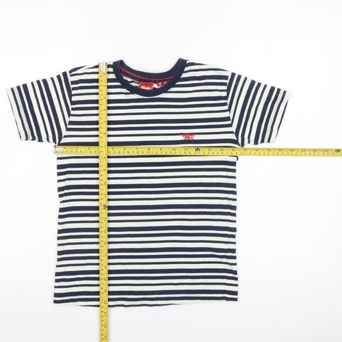 Superdry Womens Blue Striped Cotton T-Shirt Size 6