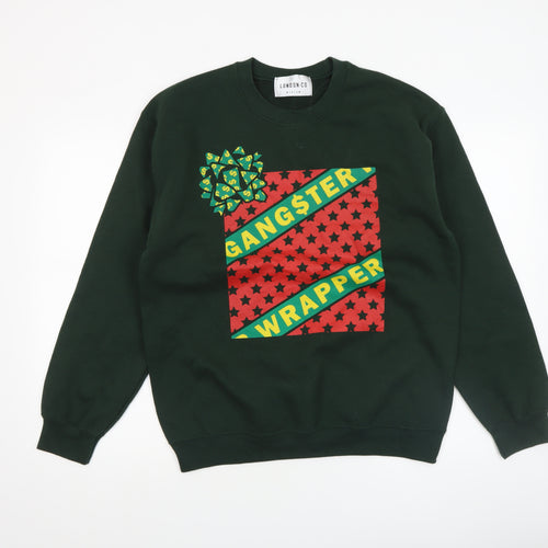 London Co Men's Green Christmas 'Gangster Wrapper' Pullover Sweatshirt Medium