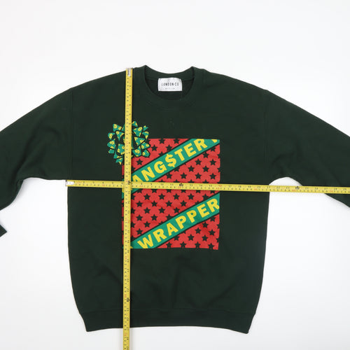 London Co Men's Green Christmas 'Gangster Wrapper' Pullover Sweatshirt Medium
