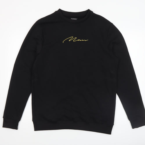 boohooMAN Men’s Black Embroidered Logo Sweatshirt Medium