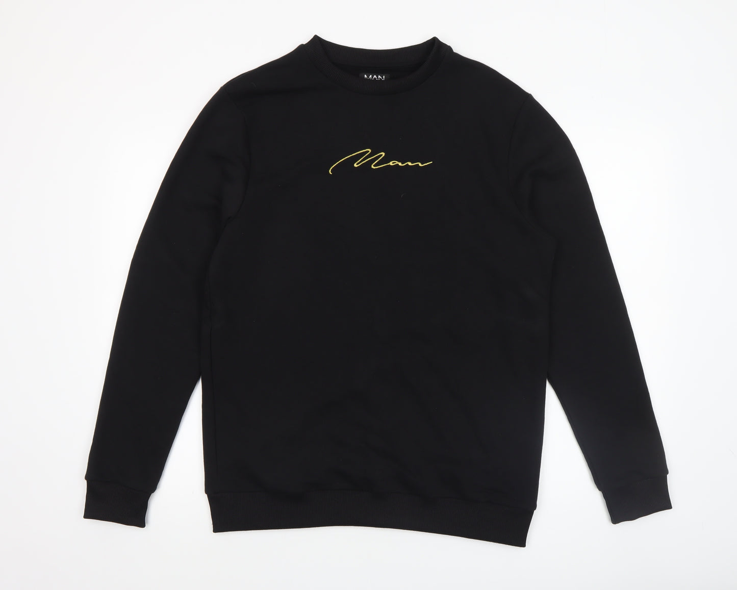 boohooMAN Men’s Black Embroidered Logo Sweatshirt Medium