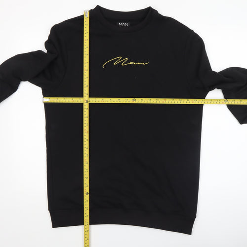 boohooMAN Men’s Black Embroidered Logo Sweatshirt Medium