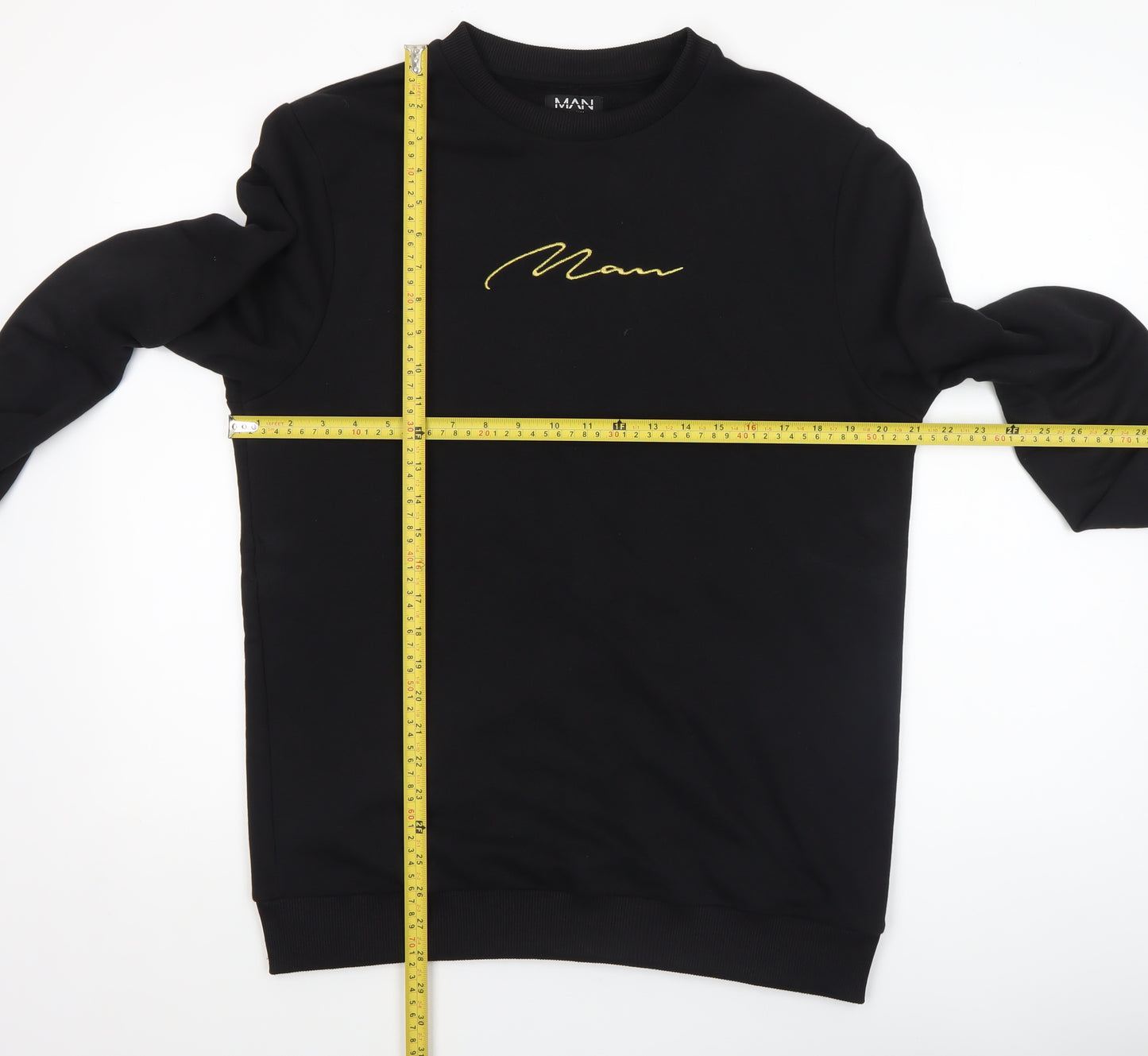 boohooMAN Men’s Black Embroidered Logo Sweatshirt Medium