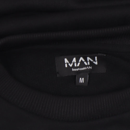 boohooMAN Men’s Black Embroidered Logo Sweatshirt Medium