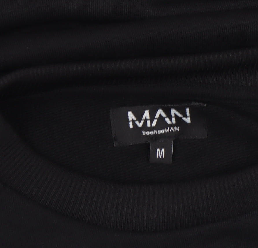 boohooMAN Men’s Black Embroidered Logo Sweatshirt Medium