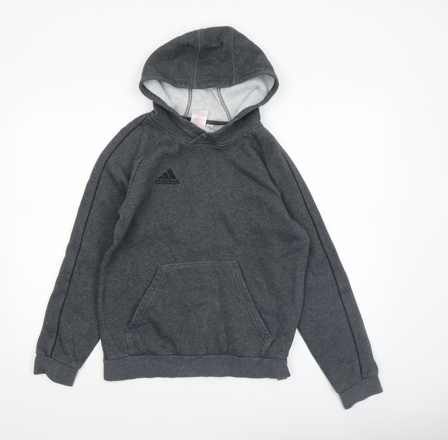Adidas Boys Grey Pullover Hoodie Size 13-14 Years Lined Cotton Blend