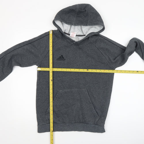 Adidas Boys Grey Pullover Hoodie Size 13-14 Years Lined Cotton Blend