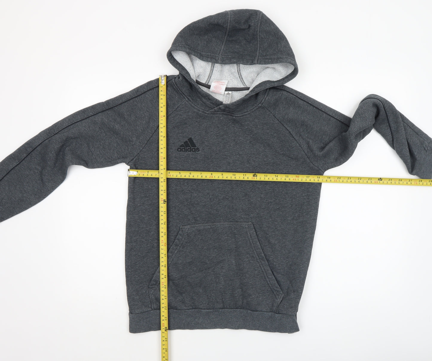 Adidas Boys Grey Pullover Hoodie Size 13-14 Years Lined Cotton Blend