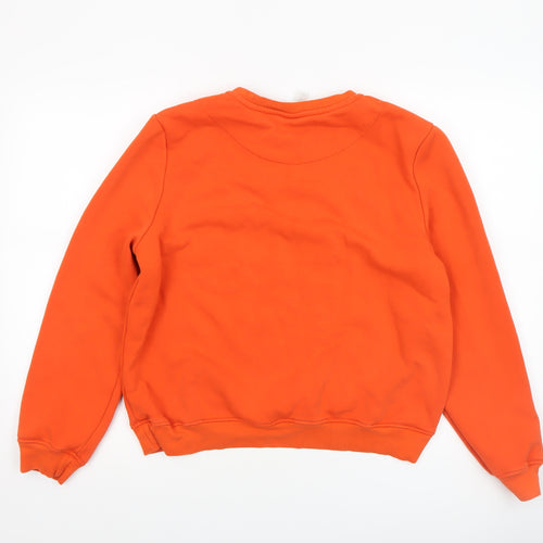 H&M Women Orange Medium Pullover Sweatshirt Crew Neck Cotton Blend