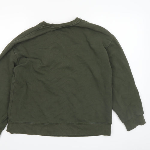 Zara Women Green Graphic Art Sweatshirt Size S Crew Neck Pullover